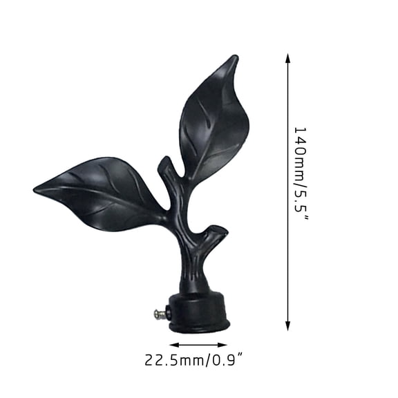 Upgraded 3pcs Curtain Rod Finials Leaf Shaped Curtain Rod End Drapery Rail Pole B