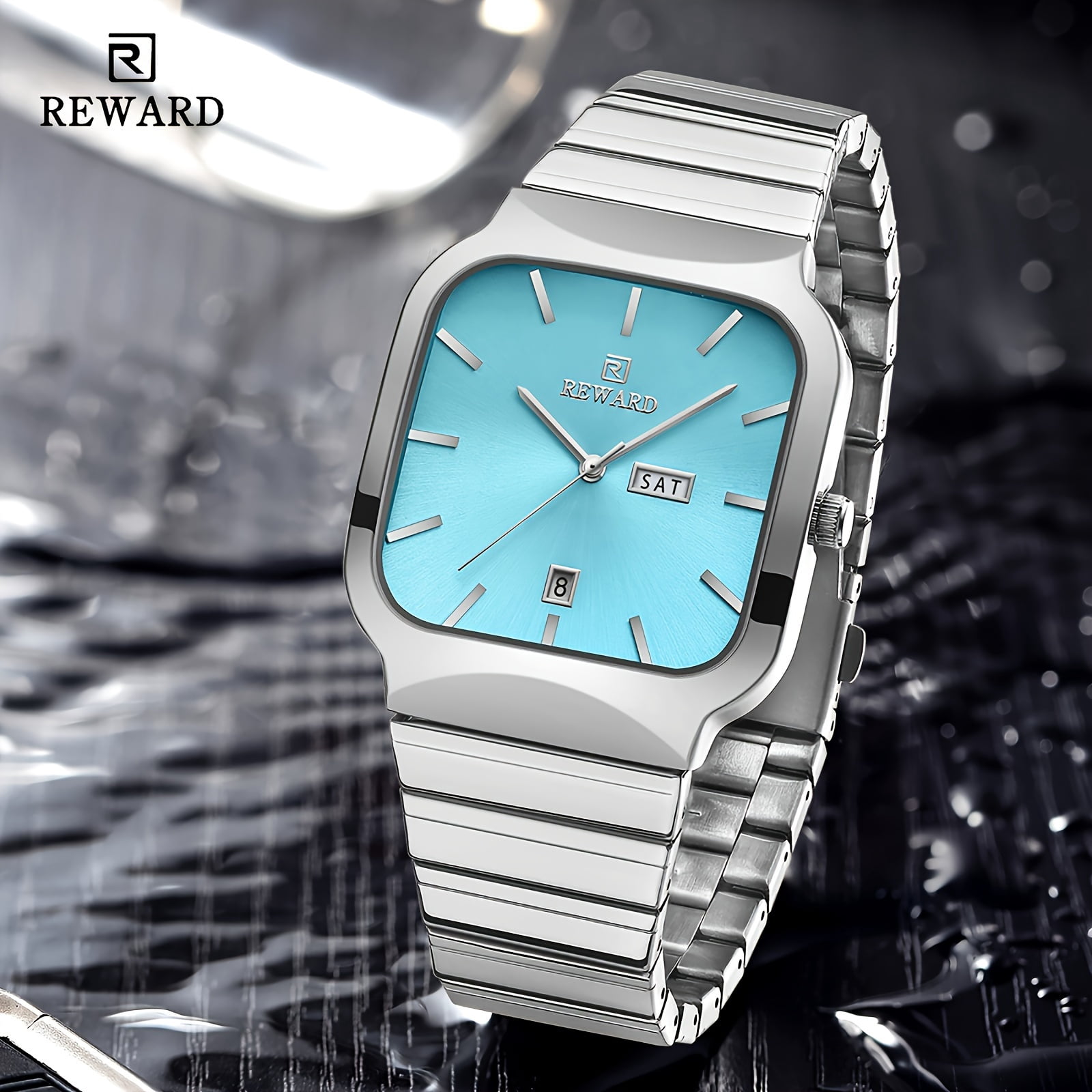 Watches Square Analog Quartz Stainless Steel Watches for Men Mesh Strap Waterproof Business Military Sport Wrist Watch with Date Reward