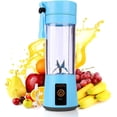thumbnail image 1 of Batidora portátil, mezclador personal de frutas y hielo recargable con USB, mini licuadora para batidos, jugo de frutas, batidos de leche, 13 onzas, seis cuchillas 3D para una gran mezcla (azul) Genérico HM-03, 1 of 7