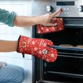thumbnail image 2 of Red Christmas Snowman Pattern Kitchen Oven Mitt and Pot Holder Sets 2 Pcs for Baking, Cooking and Grilling, Heat Resistant Up To 392 °F, 2 of 7