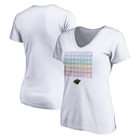 Women's White Minnesota Wild City Pride V-Neck T-Shirt