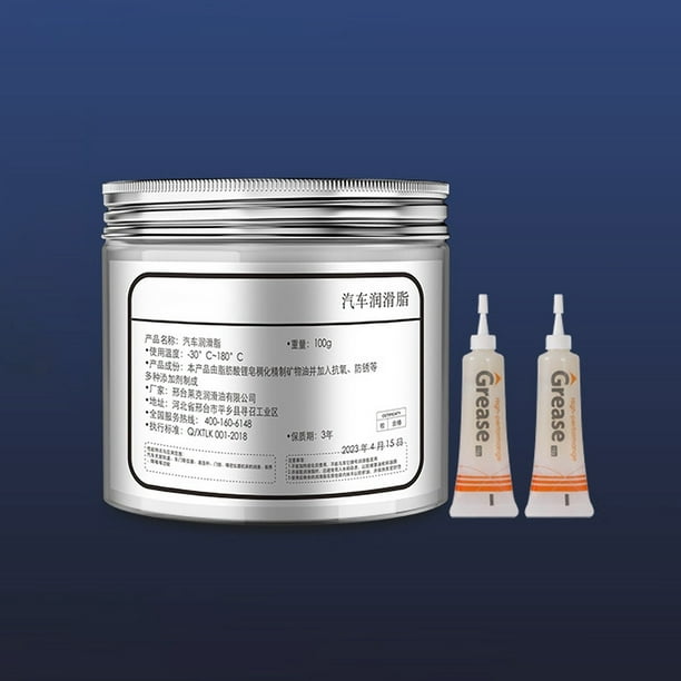 Lubricante de grasa automotriz | Bisagra y engranaje blanco reductor de ruido | 120ml | Mantenimiento de automóviles multipropósito | Aplicación suave | Incluye pinceles y accesorios | 1 juego