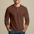 thumbnail image 7 of Nestiefly 3/4 Sleeve Shirt for Men Fit Henley T-Shirt Pullover Lightweight Gym Workout Baseball Shirts Button Up Tops Brown 2XL, 7 of 7