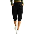 thumbnail image 3 of SwiftWear Women's Cargo Capri Pants with 4 Pockets Drawstring Elastic Waist Casual Cropped Joggers, 3 of 8