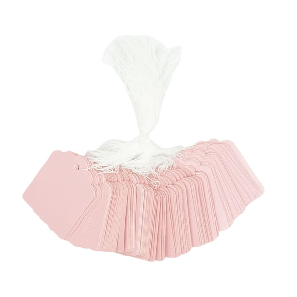 100 etiquetas de precio para regalo con cuerda, etiquetas para envolver regalos, etiquetas colgantes en blanco. Rosa
