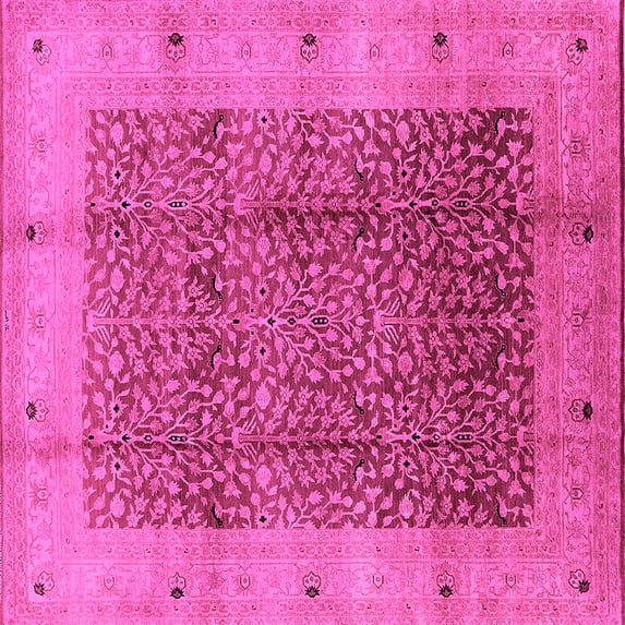 Ahgly Company Indoor Square Oriental Pink Industrial Area Rugs, 4' Square