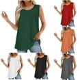 thumbnail image 2 of Xuhomer Summer Tank Top For Women Loose Crew Neck Pleated Workout Blouse Sleeveless Casual Flowy Cami Shirts Blouse, 2 of 5
