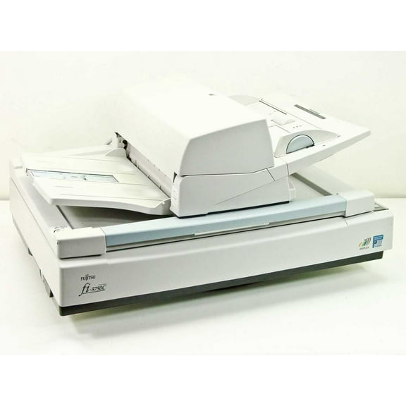 Restored Fujitsu fi-5750C Color Duplex Image Document Scanner – 55 PPM, 110 IPM, 600 DPI, A3 Flatbed & Sheet-Fed Office Scanner - PA03338-B005 (Refurbished)