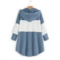thumbnail image 4 of Women's Plus Size Color Block Casual Sweatshirt Hooded Button Down Blouse Warm Jacket, 4 of 5