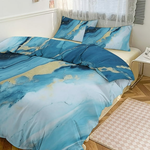 Abstract Colored Marble Duvet Cover Set Bedding Set Polyester Quilt Cover for Bedroom Decoration