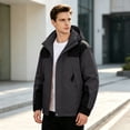 thumbnail image 7 of Yuaguia Men's Winter Cotton Jacket, Thick Padded Warm Coat, Waterproof Hooded Outdoor Outerwear, Loose Fit Color Block Casual Wear for Cold Weather Hiking, Camping & Commuting, Black S, 7 of 7