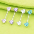 thumbnail image 3 of 2 piezas par de acero inoxidable barra de barra recta corporal calibre 14 con de de imitación de corazón protector de ón Púrpura Zulema Anillo de pezón de acero inoxidable, 3 of 8