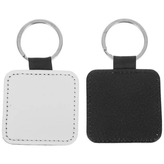 2pcs PU Leather Keychain Sublimation Blanks Christmas DIY Keyring Double-Side Heart Key Chains for Ornament Making and Art Craft Supplies