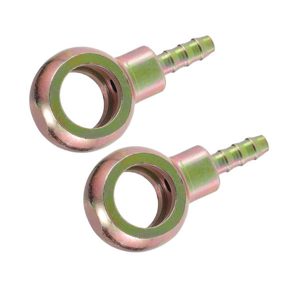 2 Pcs Universal Banjo Bolt 14mm ID Banjo Bolt Hose Barb Fitting Adapter for Motorcycle Car Bronze Tone