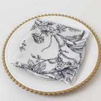 Efavormart 5-Pack French Toile Cloth Napkins – 17"x17" Black and White Reusable Polyester Table Napkins in Floral Design for Events & Dining