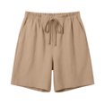 thumbnail image 6 of Admvng Womens Cotton Linen Textured Casual Shorts Elastic Drawstring Waist Solid Summer Shorts with Side Pockets, 6 of 6
