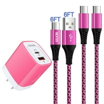 USB C Block 2PACK USB C Cables 6ft,AILKIN 20W PD Type C Charger Block QC3.0 Dual USB Wall Charger Adapter Plug USB C Brick Power Delivery Fast Charge Quick Charging Charger Block,Pink