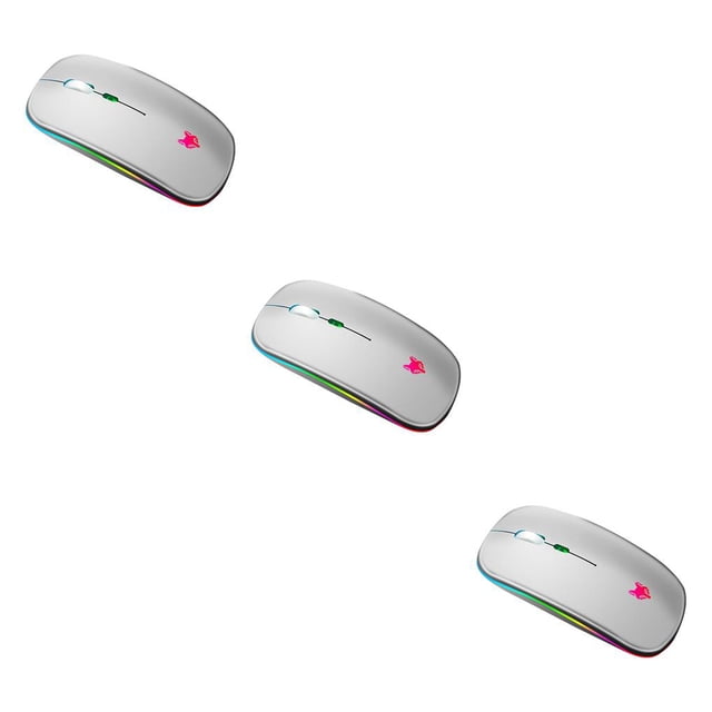 bedienty 2.4GHz Wireless Mouse Rechargeable 800/1200/1600/2400 DPI Mice Desktop Silver 3Set