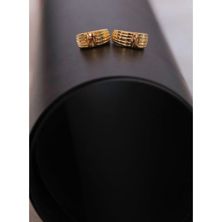 Elsa Hoop Earrings in 925 Sterling Silver with 18K Gold Vermeil, Textured Design, 13.7x14.6mm