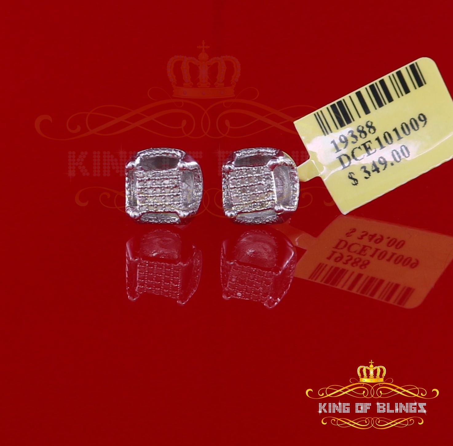 King of Bling's Women's Stud In 925 White Sterling Silver 0.15ct Diamond Stud Men's Earrings