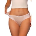 thumbnail image 1 of Unique Bargains Women's Satin Mid-Rised Comfortable Brief Lace Trim Breathable Bikini Underwears Light Pink M, 1 of 4