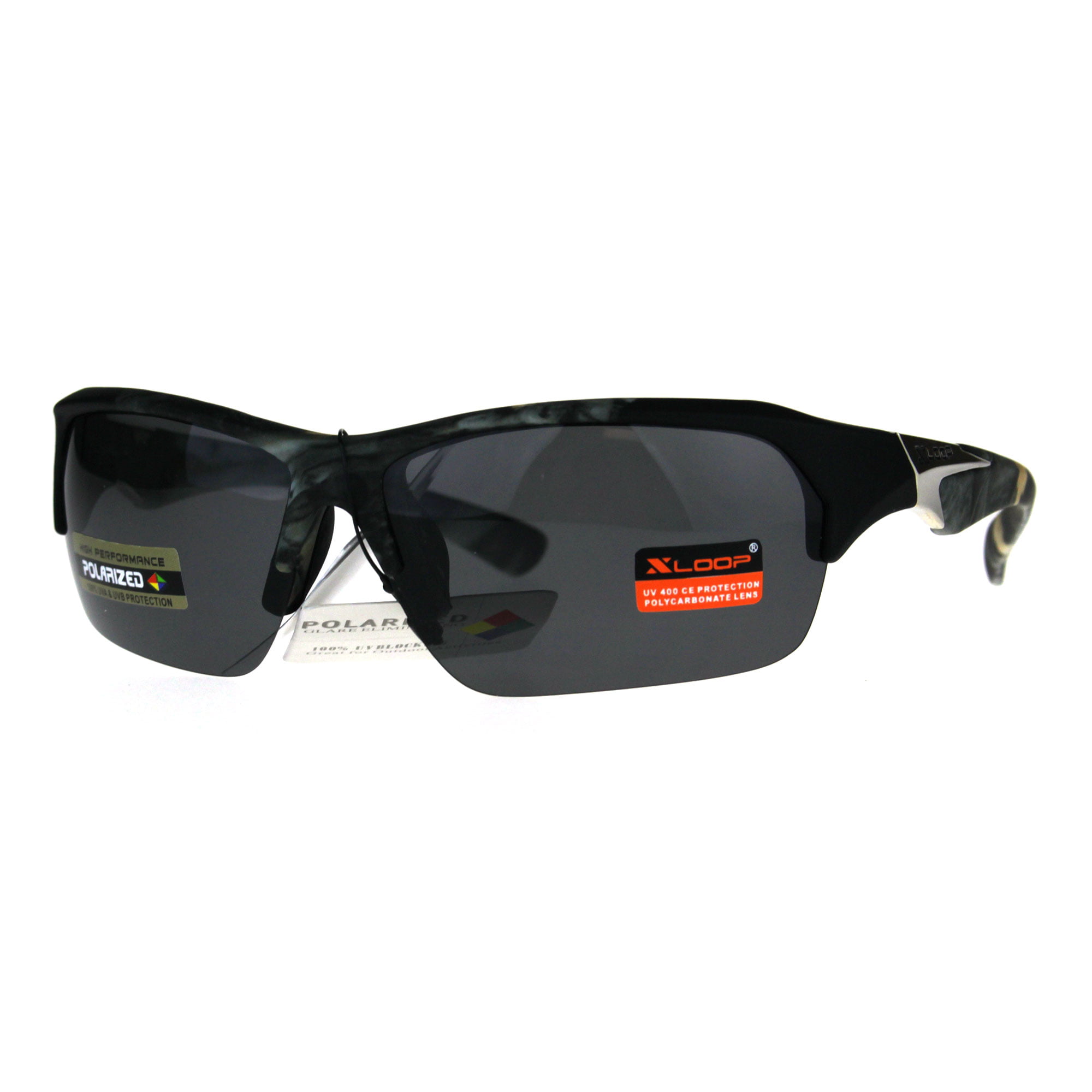 Polarized Mens Metal Half Frame X-Loop Sunglasses Fishing Hiking Water Sports 