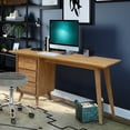 thumbnail image 2 of Recycled Teak Wood Retro Writing Desk with 3 Drawers for Home and Office, 2 of 5