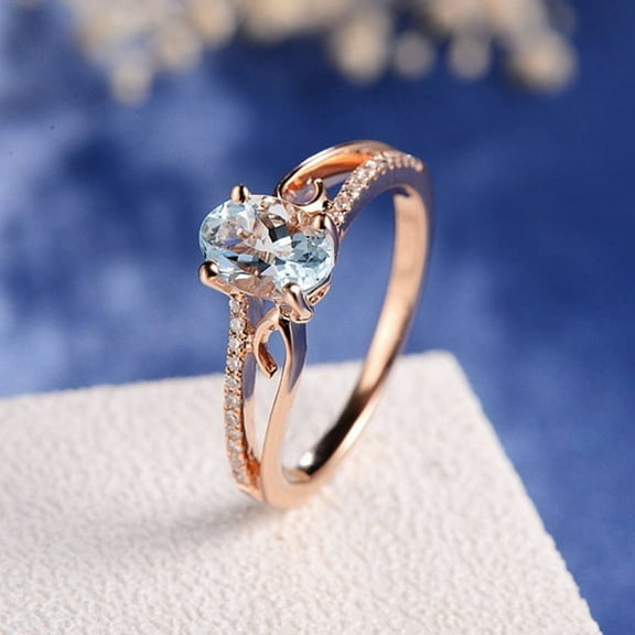 Fashion Women Crystal Cubic Elegant Oval Zircon Engagement Wedding Rings