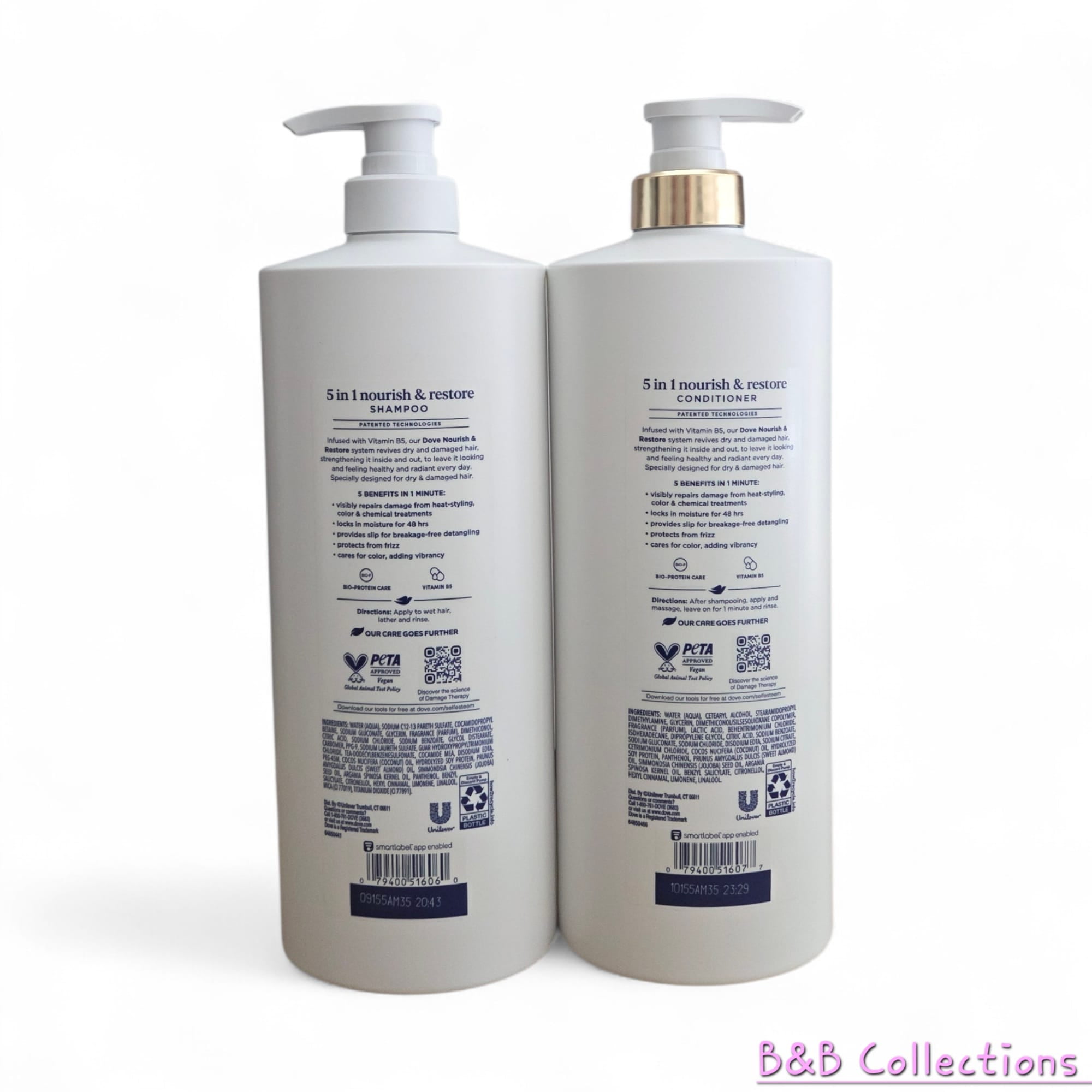 Dove 5 in 1 Nourish & Restore Damage Therapy Shampoo & Conditioner Set, 33.8 fl oz Each