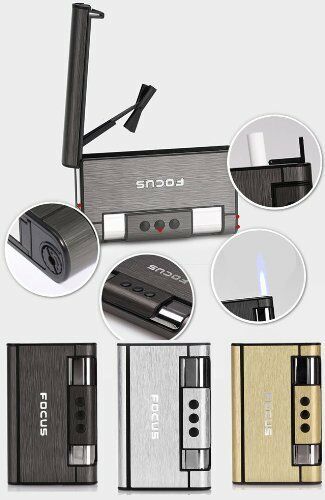 dot approved case for cigarette lighters FOCUS Automatic Cigarette Case Dispenser with Built in Torch Lighter