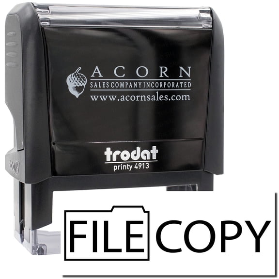 Large Self-Inking File Copy with Folder Stamp, Trodat Printy 4913, Press and Print Stamping, Impression Size 7/8" x 2-1/4", Up to 10,000 Impressions - Black Ink