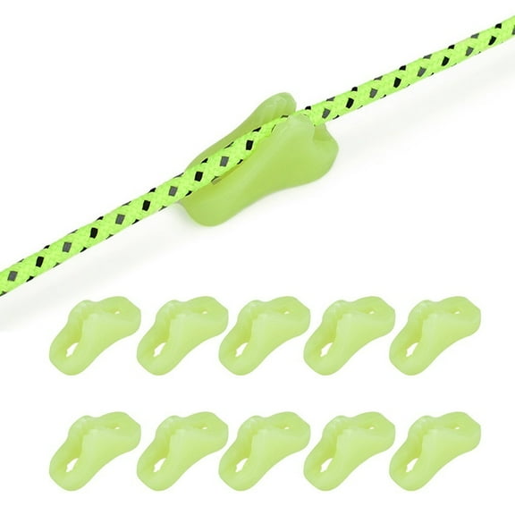 10 Pack Glow in the Dark Wind Rope Buckles Plastic Guyline Runners for Camping Tent Awning Safety