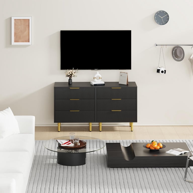 black wood grain dresser 3-drawer Modern with Fluted Panels Cabinet with Gold Metal Legs, 30 inch Tall Storage Chest for Bedroom, Living Room & Size:us-24w extravagant prom dresses sweaters and linens find The Perfect Date Night