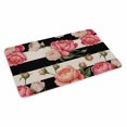 thumbnail image 4 of Flower Stripes Door Mat Indoor Outdoor, Black White Geometric Pink Rose Floral Non Slip Welcome Mat with Rubber Backing, Absorbent Fabric Front Door Mats Entryway Rug for Home Patio Entrance 18"x30", 4 of 9
