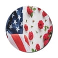 thumbnail image 1 of 4th of July Mouse Pad for Computers, Independence Day Design Image of Rippled National USA Flag and Roses, Round Non-Slip Thick Rubber Modern Mousepad, 8" Round, White and Multicolor, by Ambesonne, 1 of 2