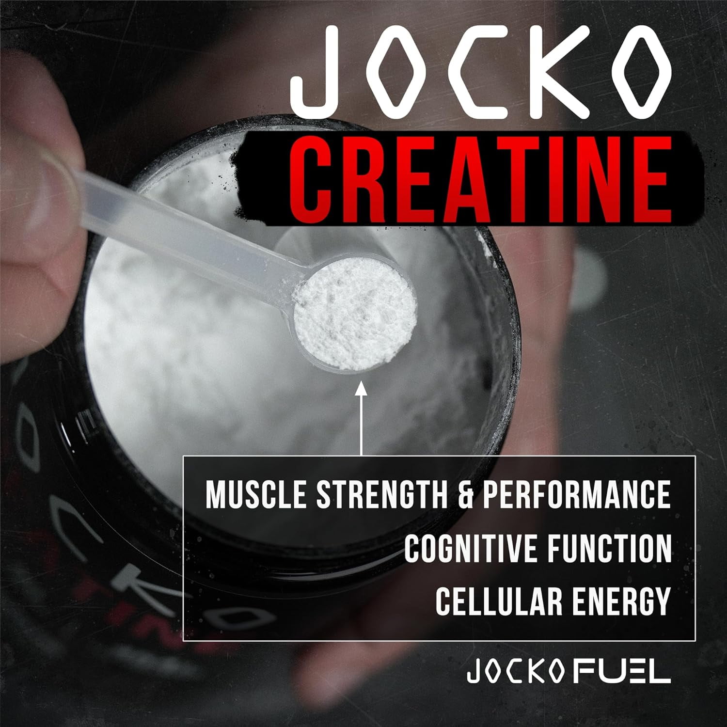 Jocko Fuel Creatine Monohydrate Powder, Unflavored,Supplement for Athletic Performance & Muscle Health, 90 Servings, 16 oz