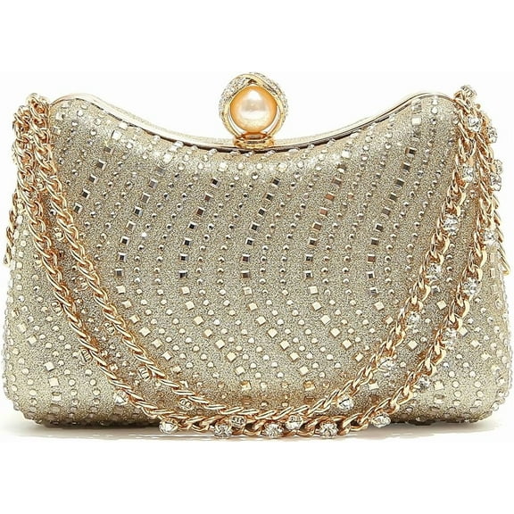 SLANGO Women Hand Bag Clutch  Rhinestone Luxury Party Bags with Straps Tote Chain Bag Diner Bag Gift  Elegant