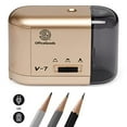 thumbnail image 2 of OfficeGoods Electric Pencil Sharpener - Battery or Cord Powered Portable Sharpener - Perfectly Sharpens Colored Pencils, Drafting Pencils for Artists, Office, School & Home - Gold, 2 of 5