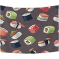 thumbnail image 2 of Seafood Sushi Rolls Tapestry Wall Hanging Tapestries Happy Colorful Hippie Psychedelic Art Polyester Carpet Wall Decorative for Living Room Bedroom 60x40inch Gift Decor, 2 of 7