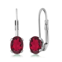 Gem Stone King 925 Sterling Silver Ruby Red Mystic Topaz and Earrings for Women | 1.90 Cttw | Gemstone November Birthstone | Oval 7X5MM