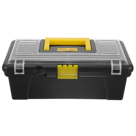 WRITWAA Large Capacity Black PP Tool Box 19.5 x 10.5 x 9.5 for Home and Mechanics Tools Storage Container