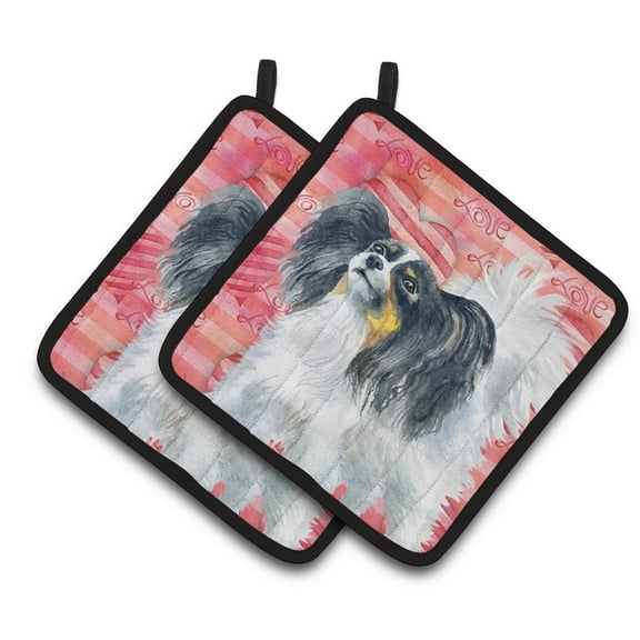 Caroline's Treasures Papillon Love Pair of Pot Holders