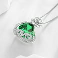 thumbnail image 4 of Juwaliy 15MM Rose Heart Women Necklace May Birthstone 925 Sterling Silver Flower Love Pendant Green Emerald Jewelry Christmas Birthday Mothers Day Gift for Wife, 4 of 10
