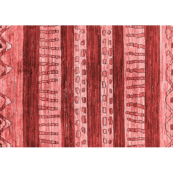 Ahgly Company Machine Washable Indoor Rectangle Abstract Red Modern Area Rugs, 7' x 9'