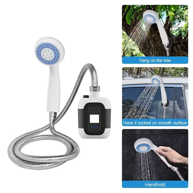BKER Douchette de Camping Portable USB Rechargeable pour l'Extérieur, Pomme de Douche avec Pulvérisation pour Rafraîchissements Partout, Parfaite pour le Camping, la Randonnée, les Voyages, le Lavage de Voiture et le Nettoyage des Animaux