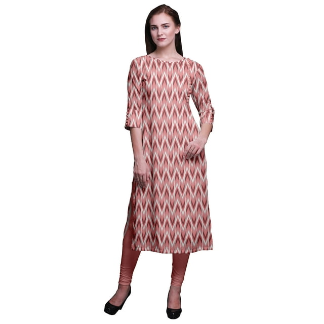 Bimba Kurti Imprimée à Manches 3/4 Tenue d'Été Kurta Tunique Droite pour Femmes