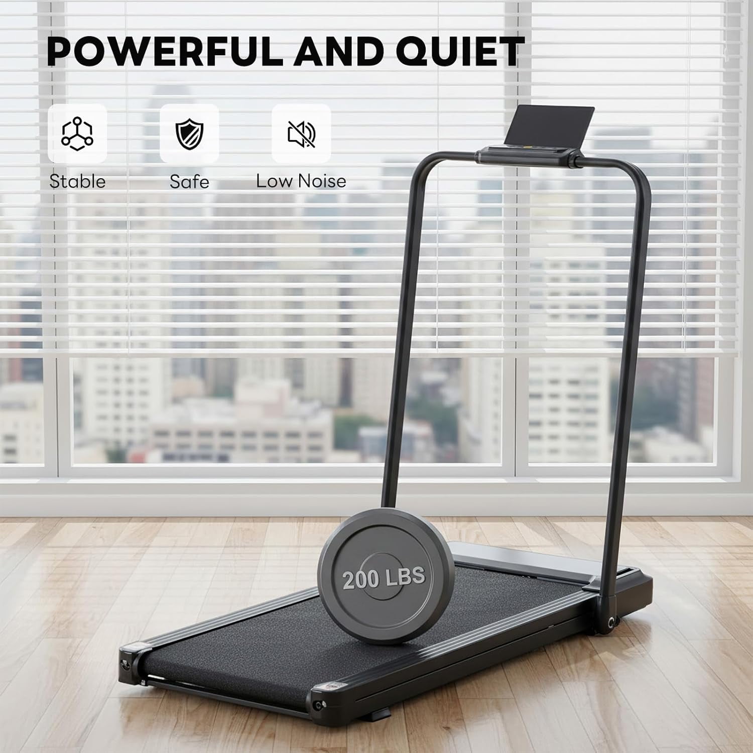 Treadmill with Handles, Small Treadmills Home, Portable Electric Treadmills for Home 300 lbs Capacity,Walking Pad Treadmill,Lightweight Folding Foldable Walking Pad with LED Display, Black