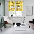 thumbnail image 5 of 2 Panels Kitchen Tier Curtains 39 Inch Length, Yellow Bees Gnomes Grommets Window Treatment Curtain, Spring Floral Plaid Farmhouse Thermal Curtains Drapes for Living Room/Bathroom, 5 of 9
