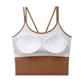 thumbnail image 2 of ShomPort Cotton Strappy Tank Tops with Built in Bra for Women Summer Longline Sports Bra Workout Athletic Camisole, 2 of 3