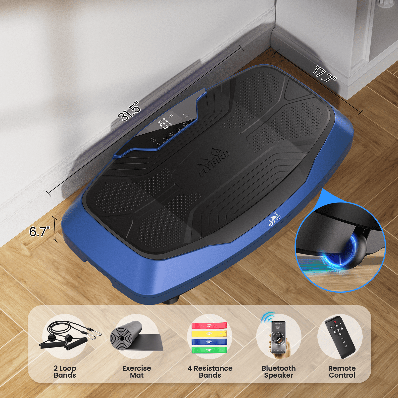 FLYBIRD 4D Vibration Plate with Triple Motors and 500lb Capacity